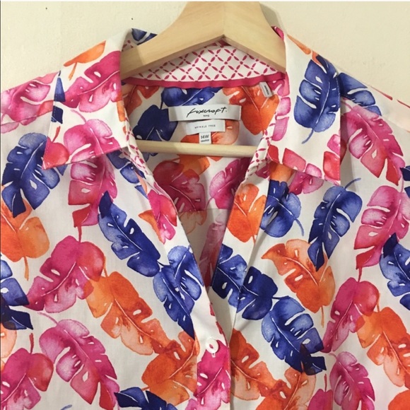 FOXCROFT Mary Layered Palms Wrinkle Free Shirt - Picture 5 of 8